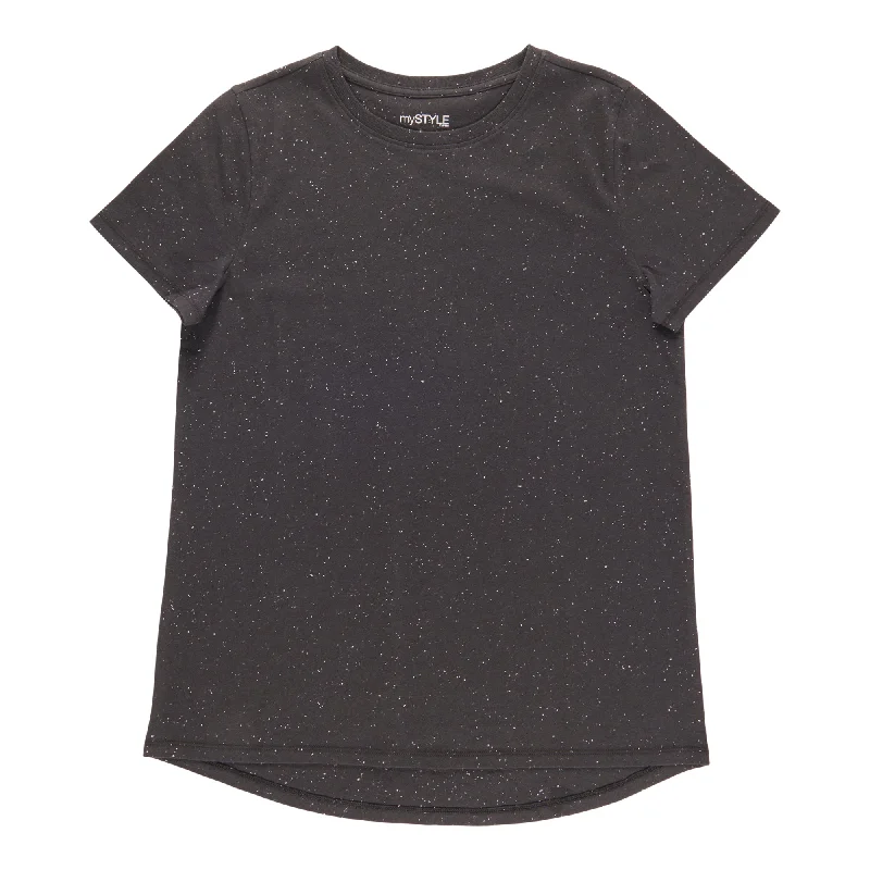 mySTYLE Women's Crew Neck Speckle T-Shirt Striped Floral Plaid