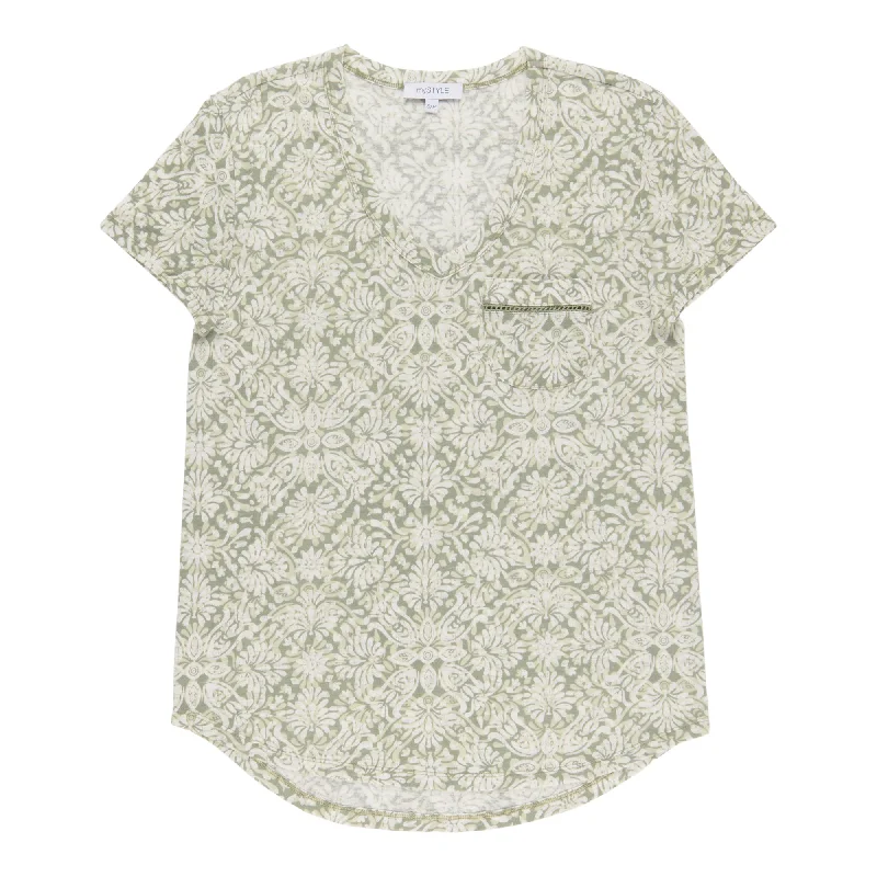 mySTYLE Women's Festival Printed Pocket Linen T-Shirt Nylon Fabric Polyester Fabric Spandex Fabric mySTYLE Women's Festival Printed Pocket Linen T-Shirt Nylon Fabric Polyester Fabric Spandex Fabric