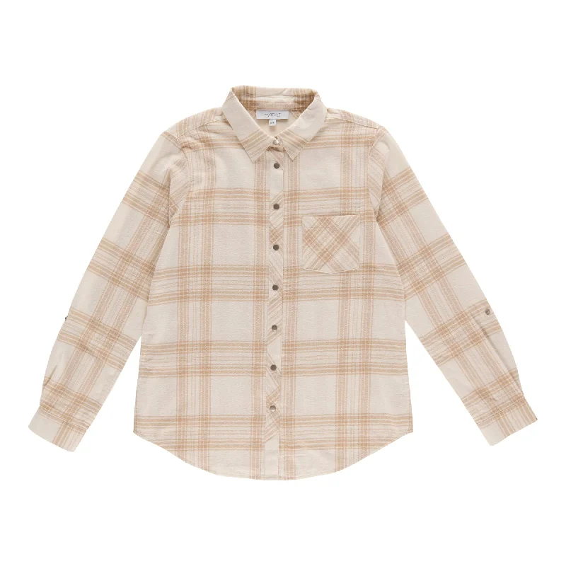 mySTYLE Women's Flannel Snap Shirt Plaid T-Shirt Polka Dot Checkered