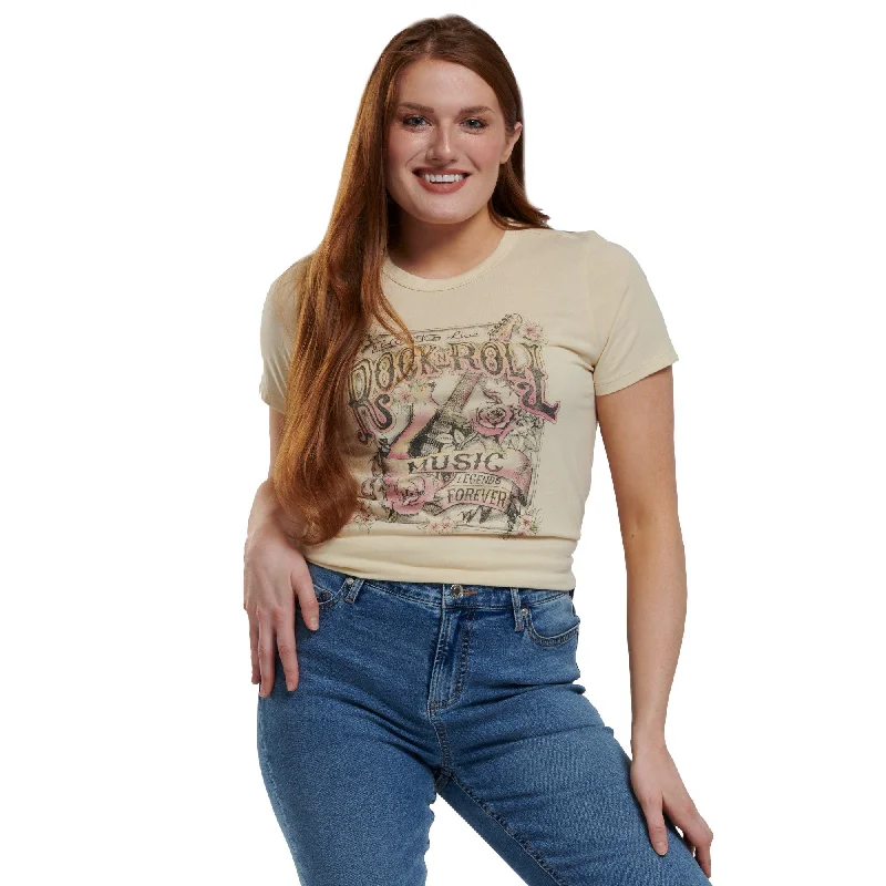 mySTYLE Women's Round Neck Screen Printed T-Shirt Mesh Blend Leather Blend Suede Blend mySTYLE Women's Round Neck Screen Printed T-Shirt Mesh Blend Leather Blend Suede Blend