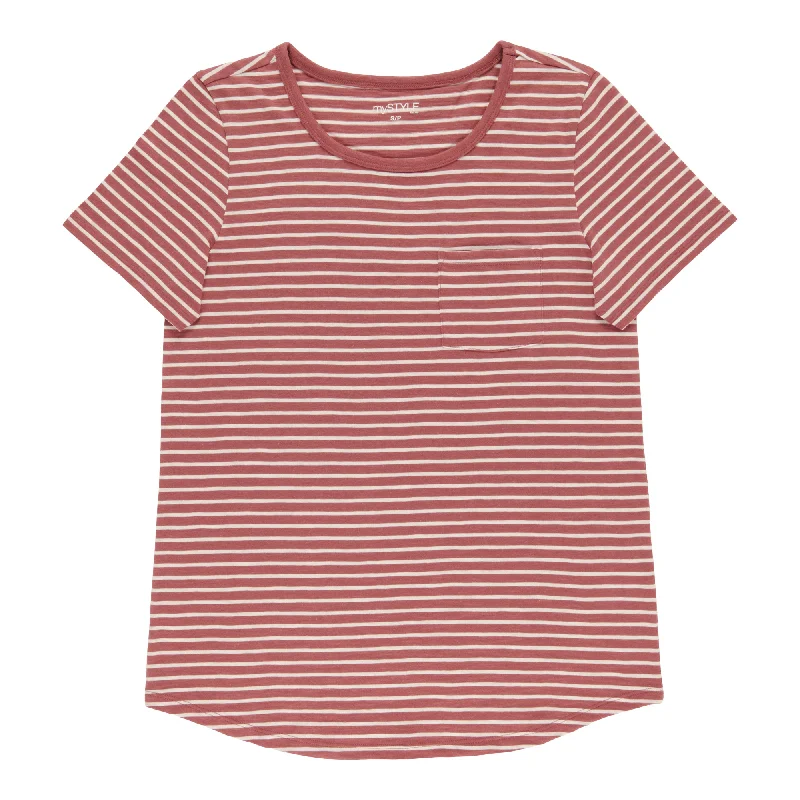 mySTYLE Women's Striped Tee Terry Blend Velvet Blend Canvas Blend