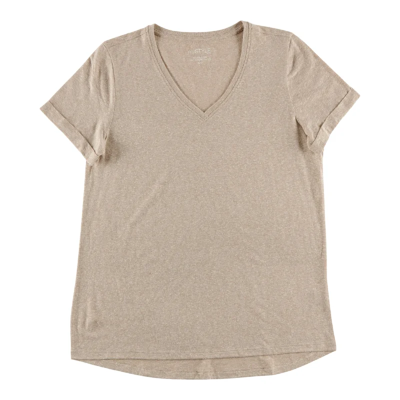 mySTYLE Women's V-Neck T-Shirt Front Pockets Side Pockets Patch Pockets
