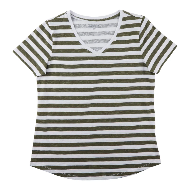 mySTYLE Women's V-Neck T-Shirt Iron Safe Non-Iron Wrinkle Free