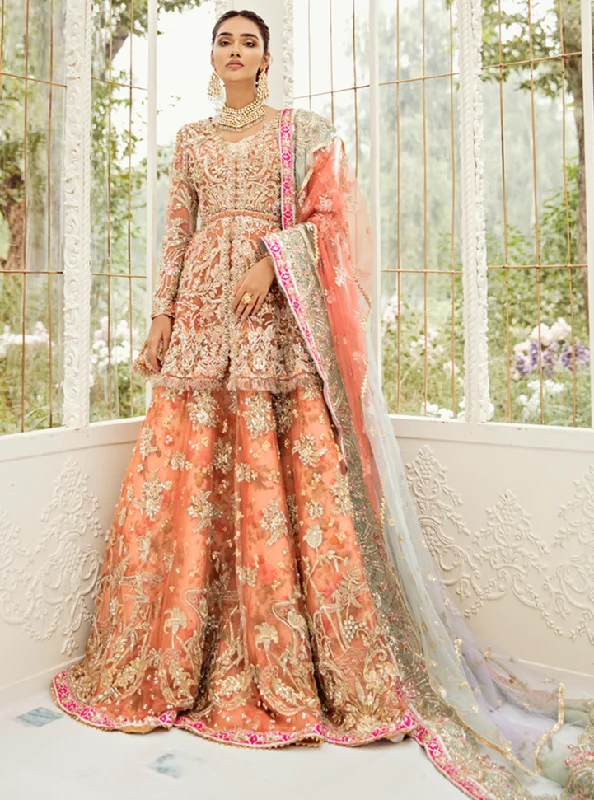 Designer Orange Lehenga Shirt for Indian Bridal Wear Modern Contemporary Chic