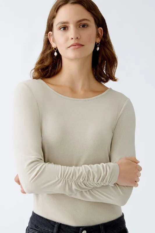 Oui Ruched Sleeve T-Shirt Fashionable Trendy Casual