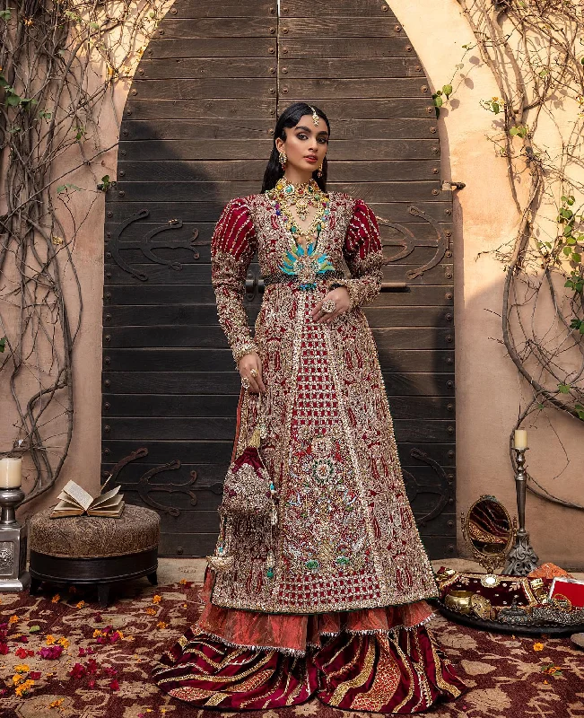 Red Long Shirt Bridal Lehenga for Indian Bridal Wear Fleece Fabric Down Fabric Feather Fabric