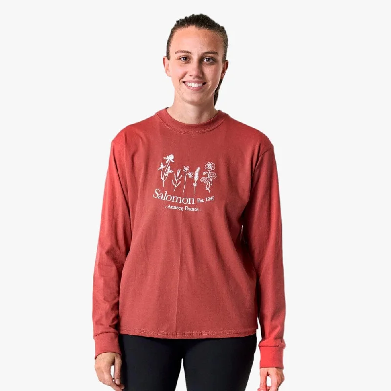 Salomon Womens In Our Garden Long Sleeve Tee Astro Dust Fashionable Trendy Casual