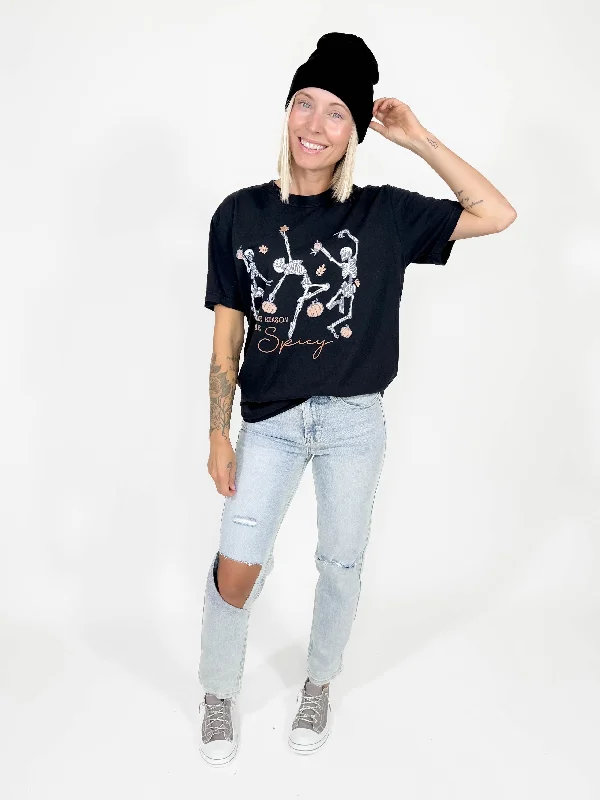 Spicy Skeleton Relaxed T-Shirt Print Jacquard Patchwork