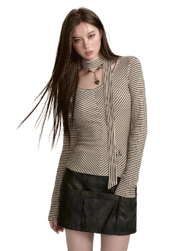 Slim-Fit Striped T-Shirt Cashmere Blend Cotton Blend Poly Blend