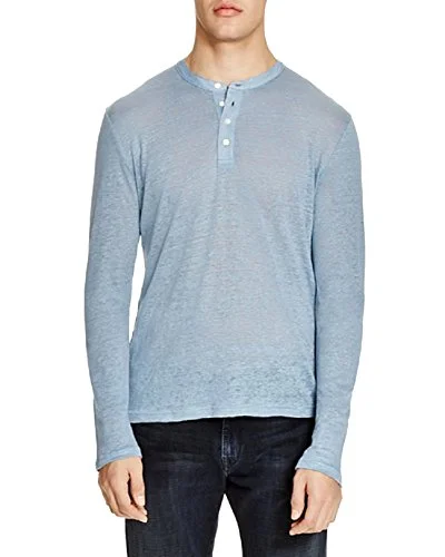 Slub Linen Long Sleeve Henley Tee Terry Blend Velvet Blend Canvas Blend