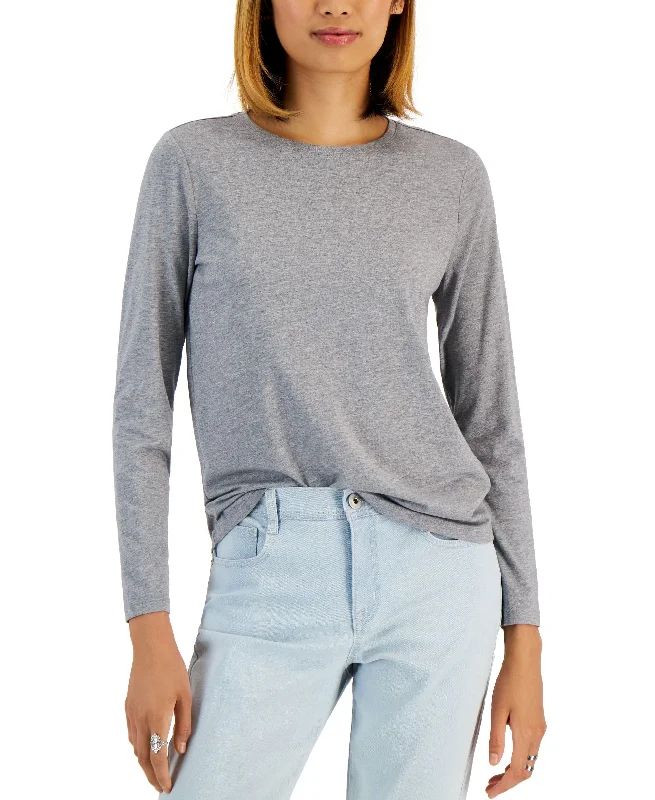 Style & Co Petite Classic Long Sleeve T-Shirt Cashmere Blend Cotton Blend Poly Blend Style & Co Petite Classic Long Sleeve T-Shirt Cashmere Blend Cotton Blend Poly Blend