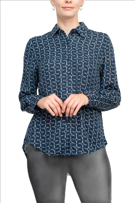 T Tahari collared 5 button closure cuffed long sleeve multi print chiffon shirt Welt Pockets Slit Pockets Flap Pockets T Tahari collared 5 button closure cuffed long sleeve multi print chiffon shirt Welt Pockets Slit Pockets Flap Pockets