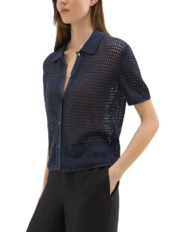 Theory Mesh Linen-Blend Shirt Wool Fabric Cashmere Fabric Tweed Fabric