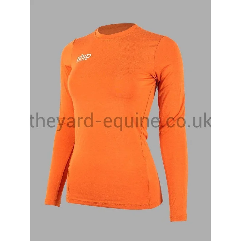 UHIP Long Sleeved Bamboo Tee - Base Layer Orange Hooded Caped Shawl Collar