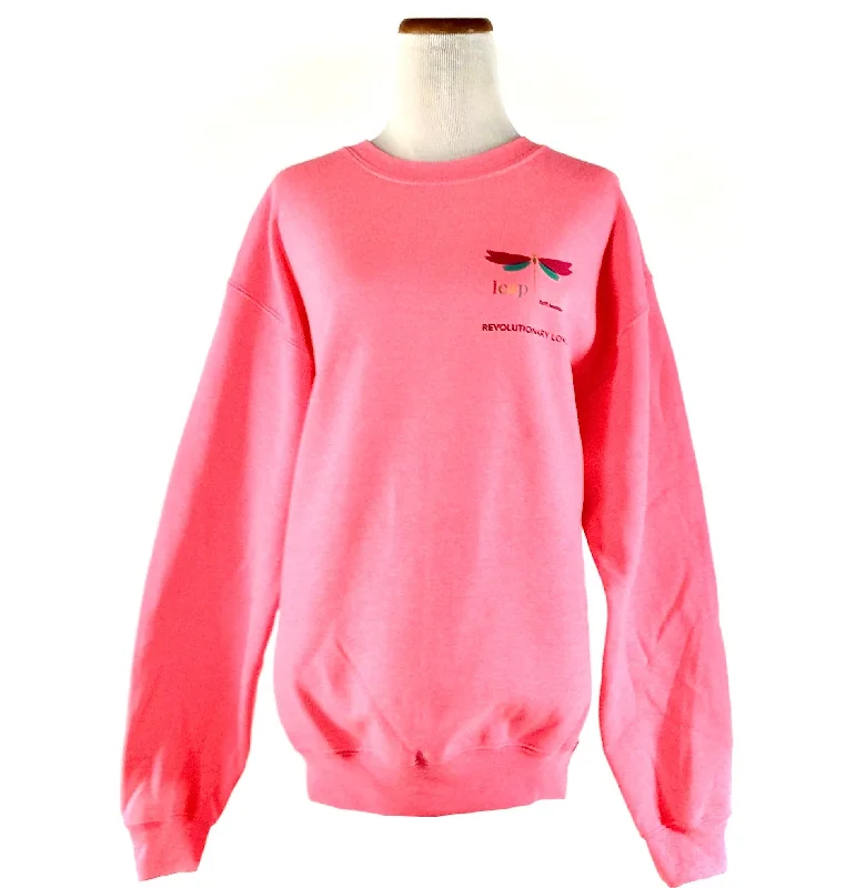 LEAP REVOLUTIONARY LOVE PINK SWEAT SHIRT Handmade Hand-knitted Hand-woven