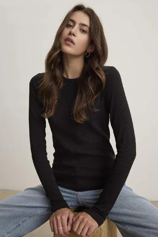 Velvet by Jenny Graham Camino 05 Tee | Black Chenille Brocade Lace