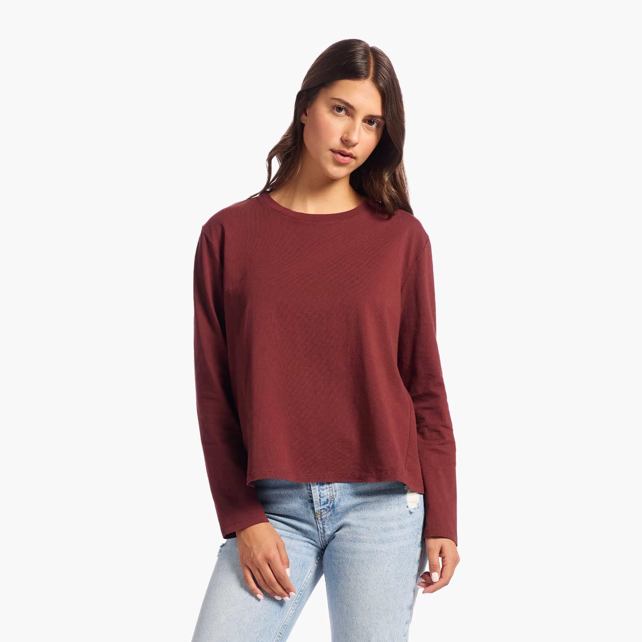 Vintage Cotton Long Sleeve Everyday T-Shirt | Black Cherry Embroidered Appliqued Beaded