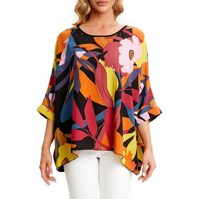 Women's Chiffon Printed 4-6XL Blouse Fashion Designer T-Shirts (Plus Size) Front Pockets Side Pockets Patch Pockets Women's Chiffon Printed 4-6XL Blouse Fashion Designer T-Shirts (Plus Size) Front Pockets Side Pockets Patch Pockets