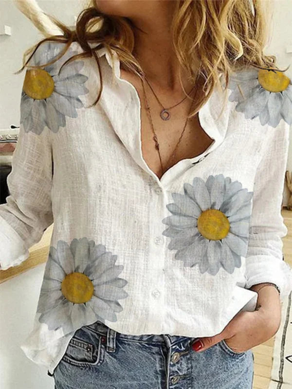 Women's Cotton Fashion Designer Shirt 5XL Linen Long-Sleeve Tops (Plus Size) Mesh Canvas Denim