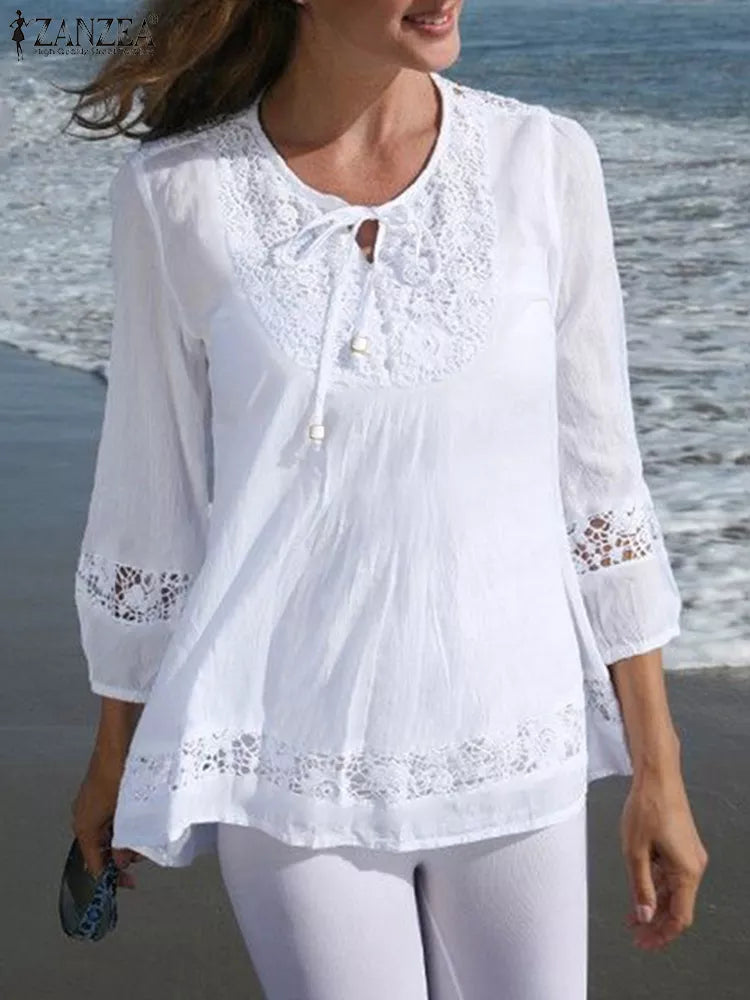 Women's Crochet 5XL Blouse Fashion Designer T-Shirts (Plus Size) Spandex Blend Rayon Blend Denim Blend Women's Crochet 5XL Blouse Fashion Designer T-Shirts (Plus Size) Spandex Blend Rayon Blend Denim Blend