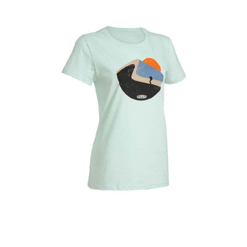 Women's Hike More Tee  |  Whispering Blue Collared T-Shirt Boat Neck A-Line