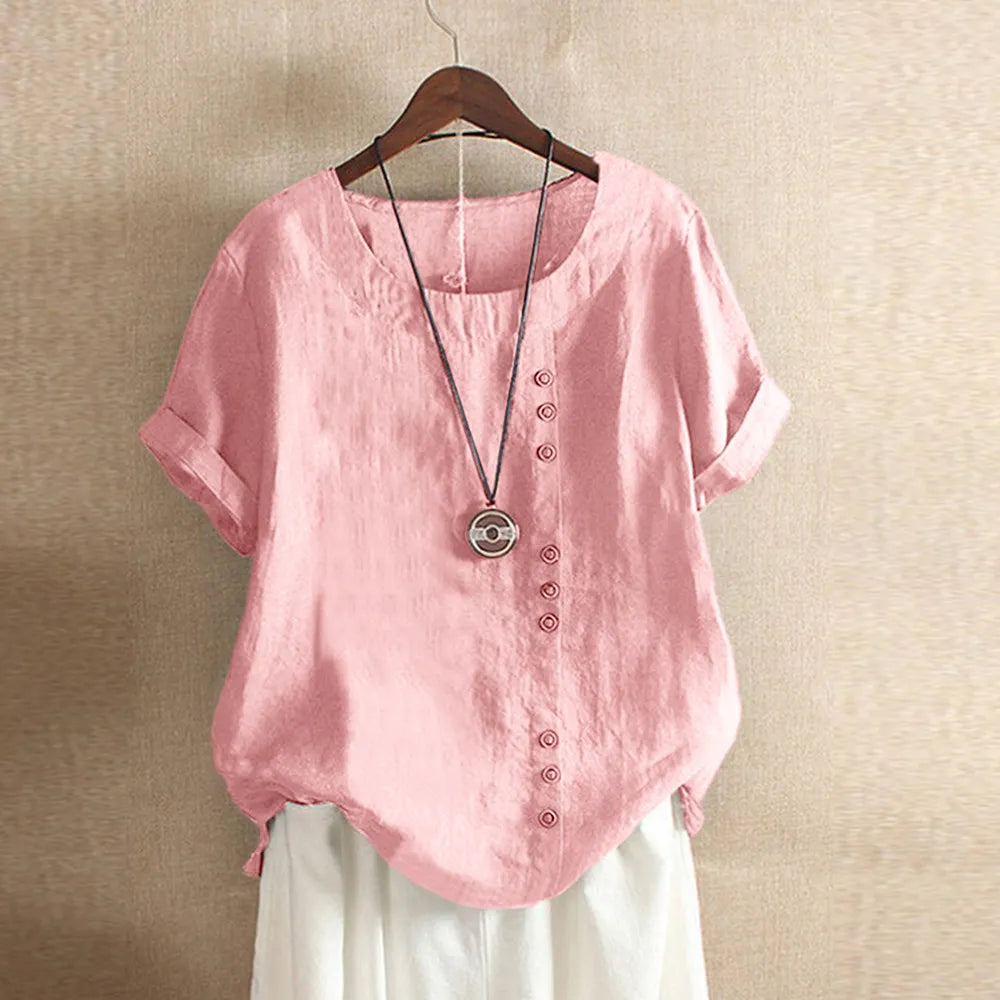 Women's Tunic 5XL Linen Button Fashion Designer T-Shirts (Plus Size) Beaded Sequined Faux Fur Women's Tunic 5XL Linen Button Fashion Designer T-Shirts (Plus Size) Beaded Sequined Faux Fur