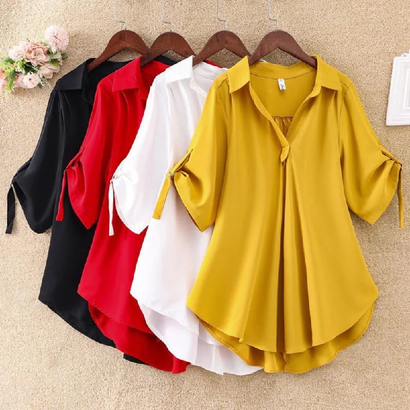 Women's Tunic Button 4XL Long Shirts Fashion Designer T-Shirts (Plus Size) Solid Color Striped Floral Women's Tunic Button 4XL Long Shirts Fashion Designer T-Shirts (Plus Size) Solid Color Striped Floral
