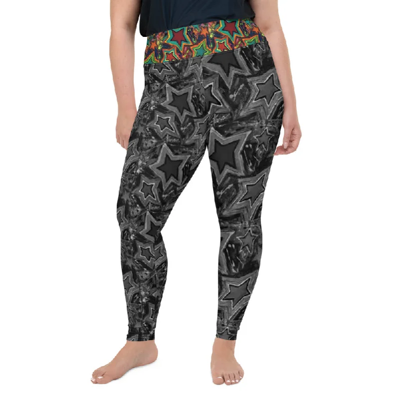 All-Over Print Plus Size Leggings " 5 Star" Fashionable Printed Legging Pants