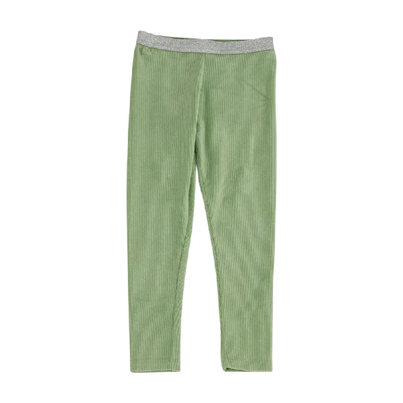Green Solid Leggings Comfortable Running Leggings