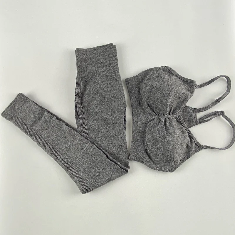 Gym Clothing Leggings Sportswear Crop-Top Yoga-Set + Fashionable Tummy Control Leggings Gym Clothing Leggings Sportswear Crop-Top Yoga-Set + Fashionable Tummy Control Leggings
