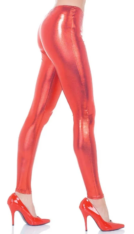 Metallic Red Womens Costume Accessory Leggings Trendy Patterned Leggings