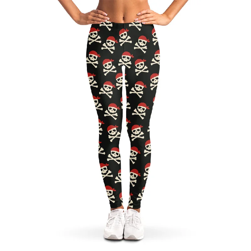 Pirate Skull Crossbones Pattern Print Women's Leggings Stylish High-Waisted Leggings Pirate Skull Crossbones Pattern Print Women's Leggings Stylish High-Waisted Leggings
