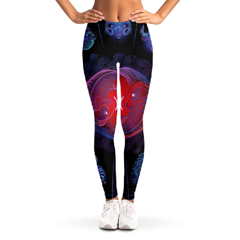 Pisces And Astrological Signs Print Women's Leggings Comfortable Ribbed Sports Leggings Pisces And Astrological Signs Print Women's Leggings Comfortable Ribbed Sports Leggings