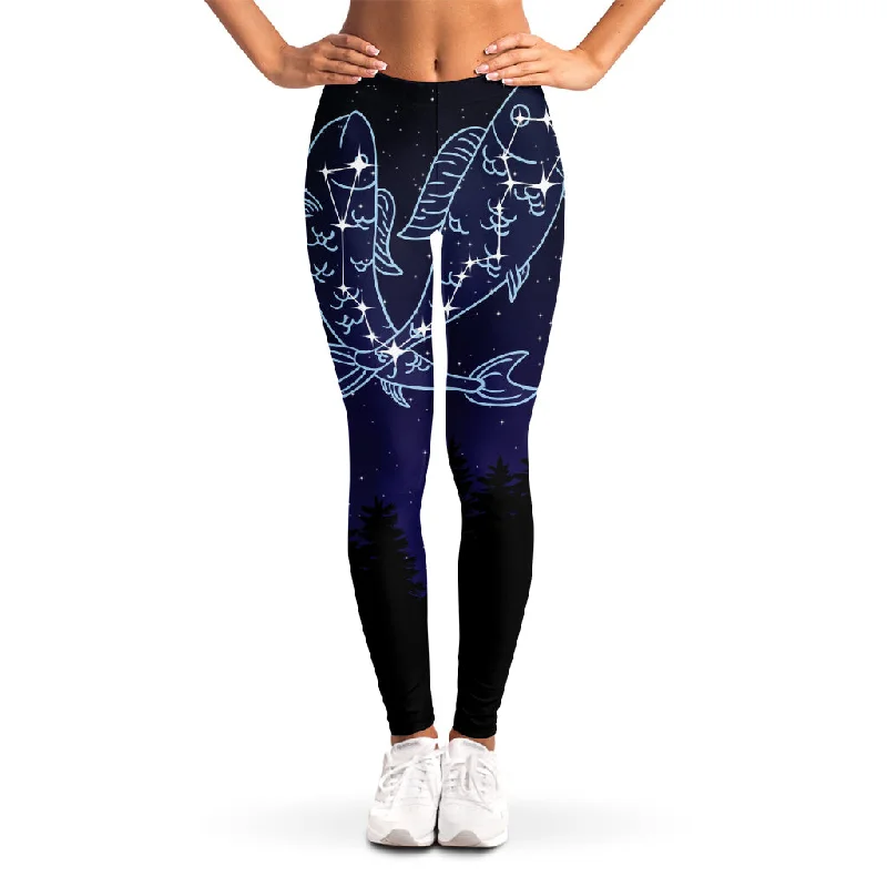 Pisces Constellation Print Women's Leggings Trendy Flared Leggings