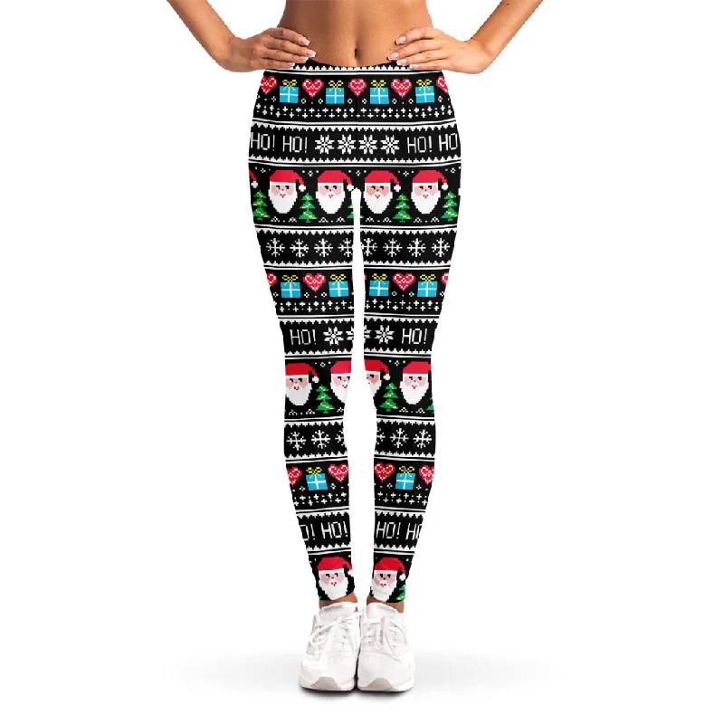 Pixel Christmas Santa Claus Print Women's Leggings Fashionable Full-Length Active Leggings Pixel Christmas Santa Claus Print Women's Leggings Fashionable Full-Length Active Leggings