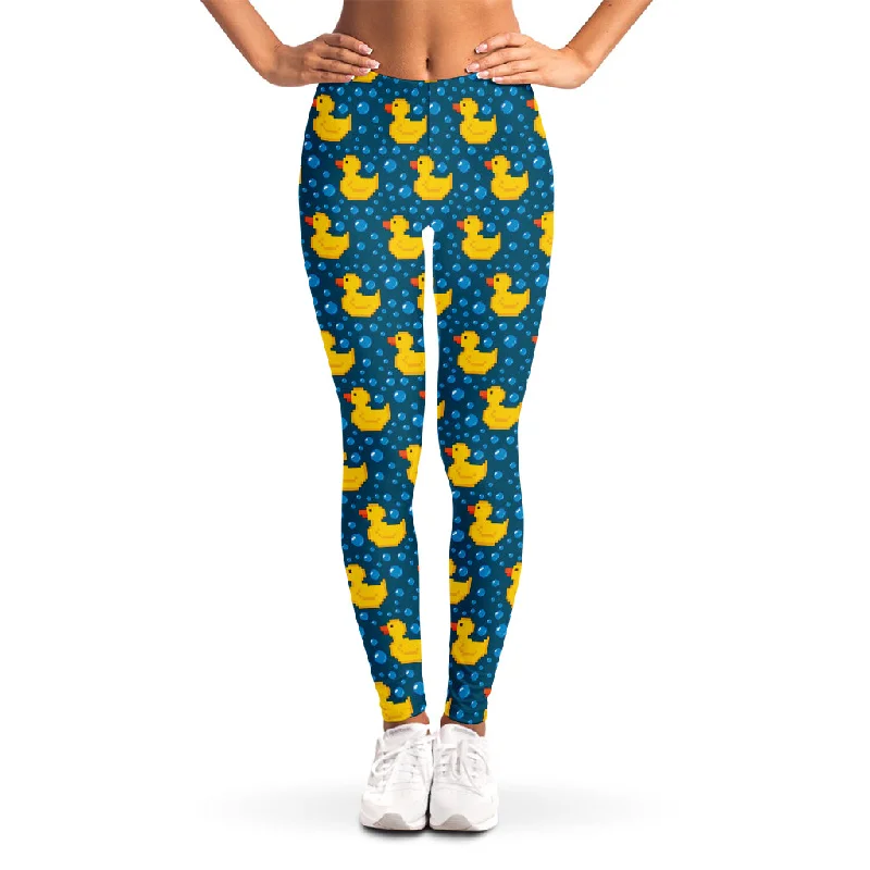 Pixel Rubber Duck Pattern Print Women's Leggings Cozy Fashion Leggings