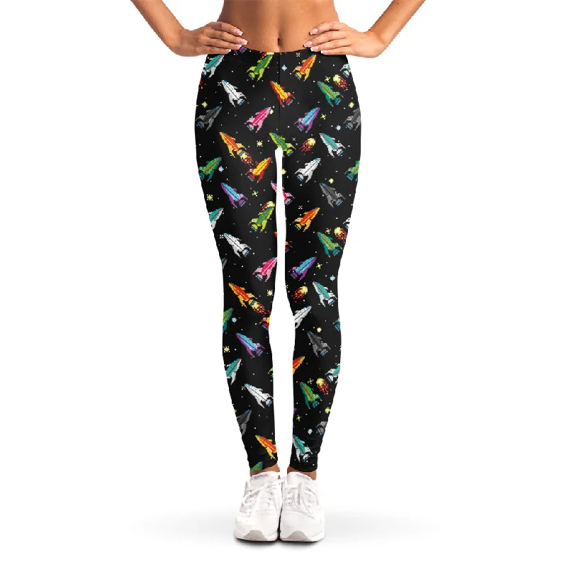 Pixel Spaceships Pattern Print Women's Leggings Comfortable Full-Body Compression Leggings Pixel Spaceships Pattern Print Women's Leggings Comfortable Full-Body Compression Leggings