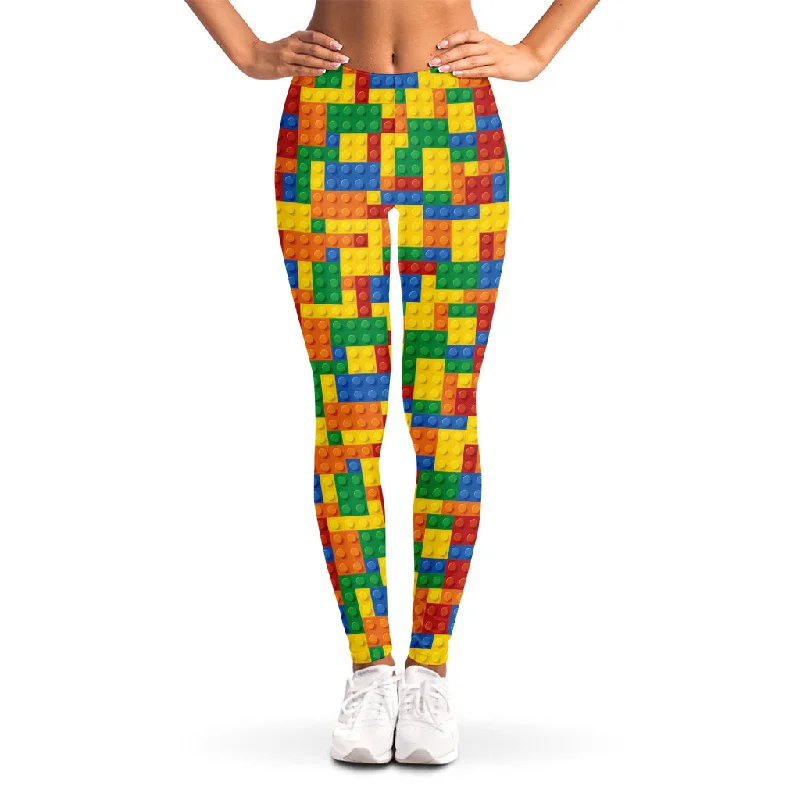Plastic Building Blocks Pattern Print Women's Leggings Stylish Athletic Wear Leggings