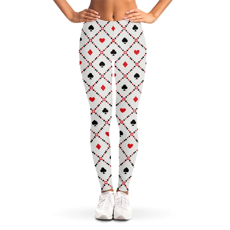 Poker Playing Card Suits Pattern Print Women's Leggings Elegant Embellished Leggings Poker Playing Card Suits Pattern Print Women's Leggings Elegant Embellished Leggings