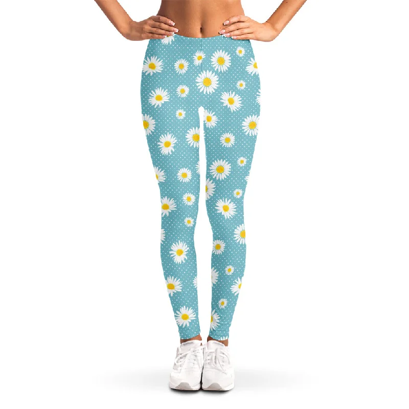 Polka Dot Daisy Flower Pattern Print Women's Leggings Fashionable Sports Leggings