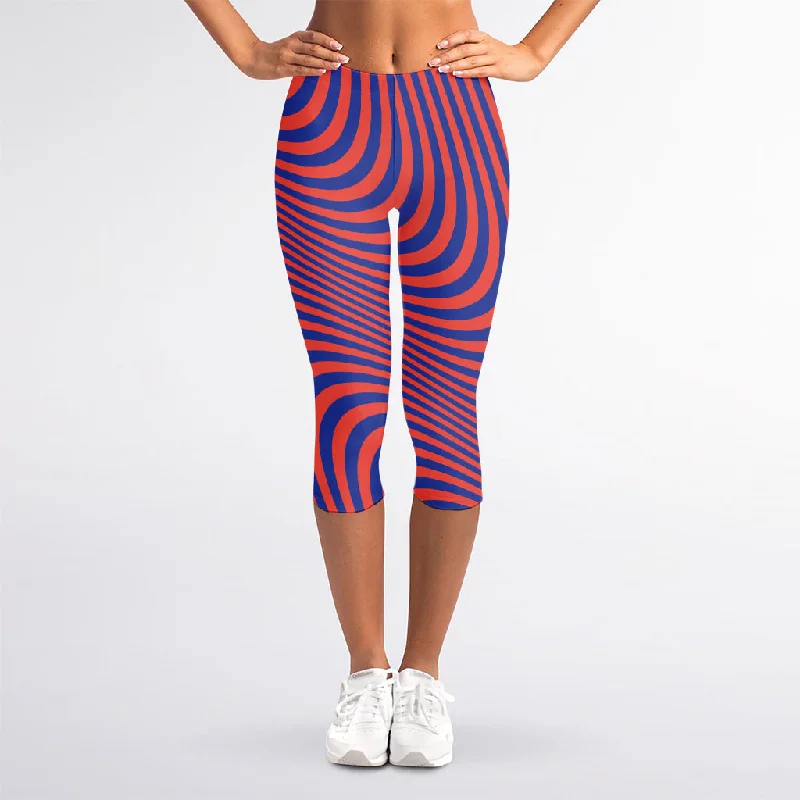 Psychedelic Illusion Print Women's Capri Leggings Comfortable Fleece-Lined Leggings