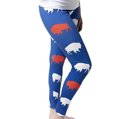Red and Blue Buffalo Woman's Leggings Size 12-16 L/XL Elegant Velvet Leggings