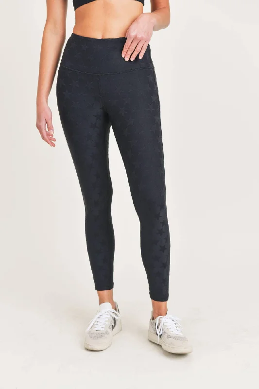 Textured Star Jacquard TACTEL® High-Waisted Leggings Chic Printed Yoga Pants