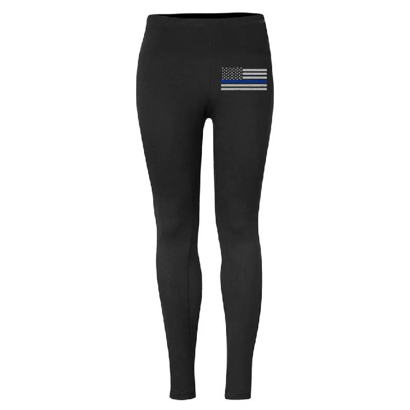 Thin Blue Line Flag Leggings - Classic Casual Black Leggings