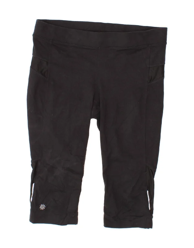 ATHLETA Womens Capri Leggings UK 14 Large  Black Polyester Fashionable Solid Color Tights