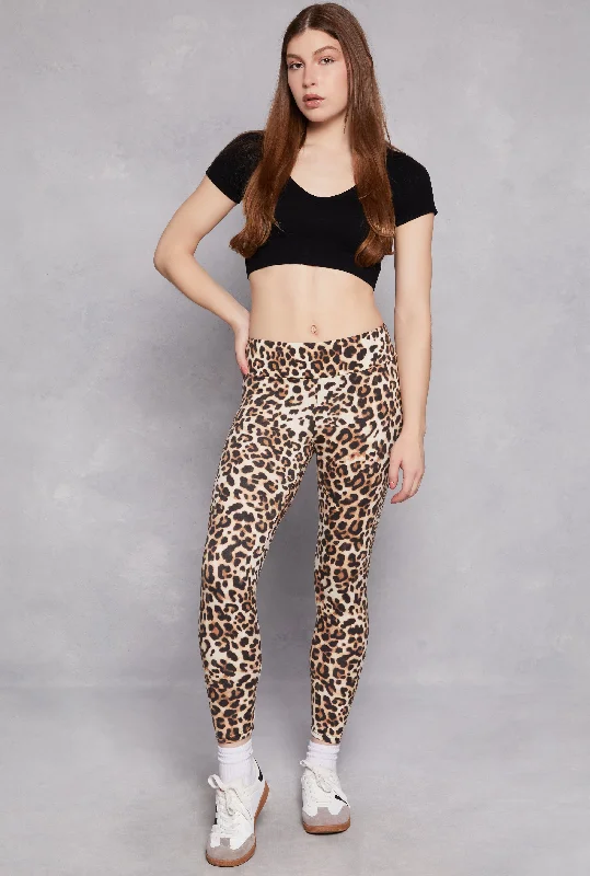 Fleece Lined Patterned Leggings Stylish Compression Fit Leggings