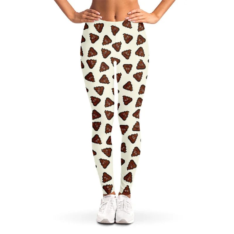 Happy Poop Pattern Print Women's Leggings Fashionable Quick-Dry Yoga Pants