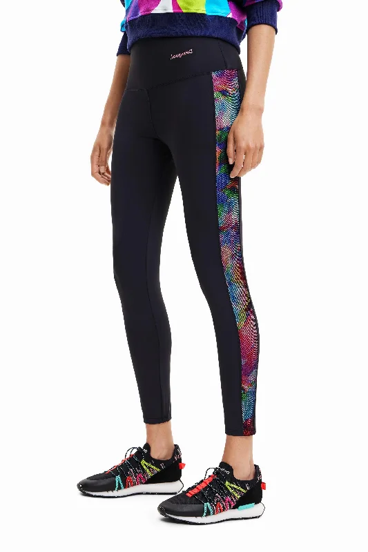 Legging Sport Desigual Contraste Lateral Comfortable Bootcut Workout Leggings