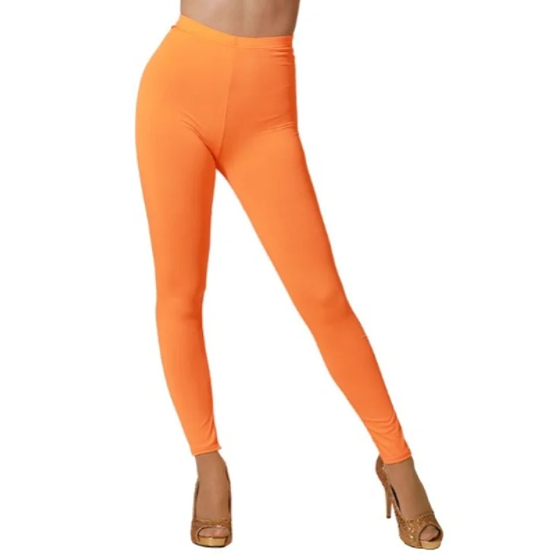 Leggings Orange Fashionable Leather-Look Leggings