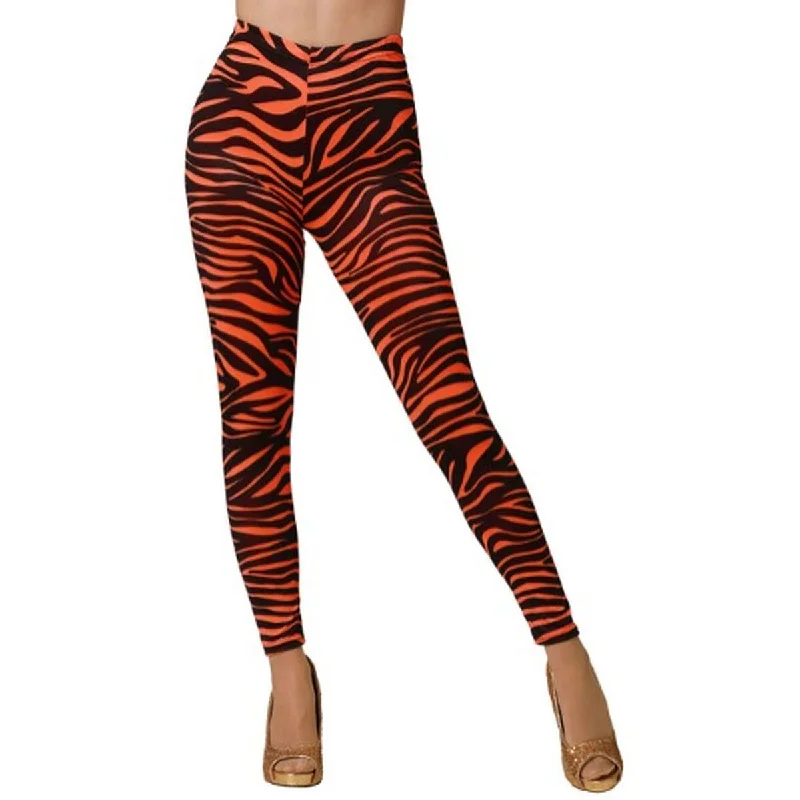 Leggings Stripes Orange Casual Sporty Leggings